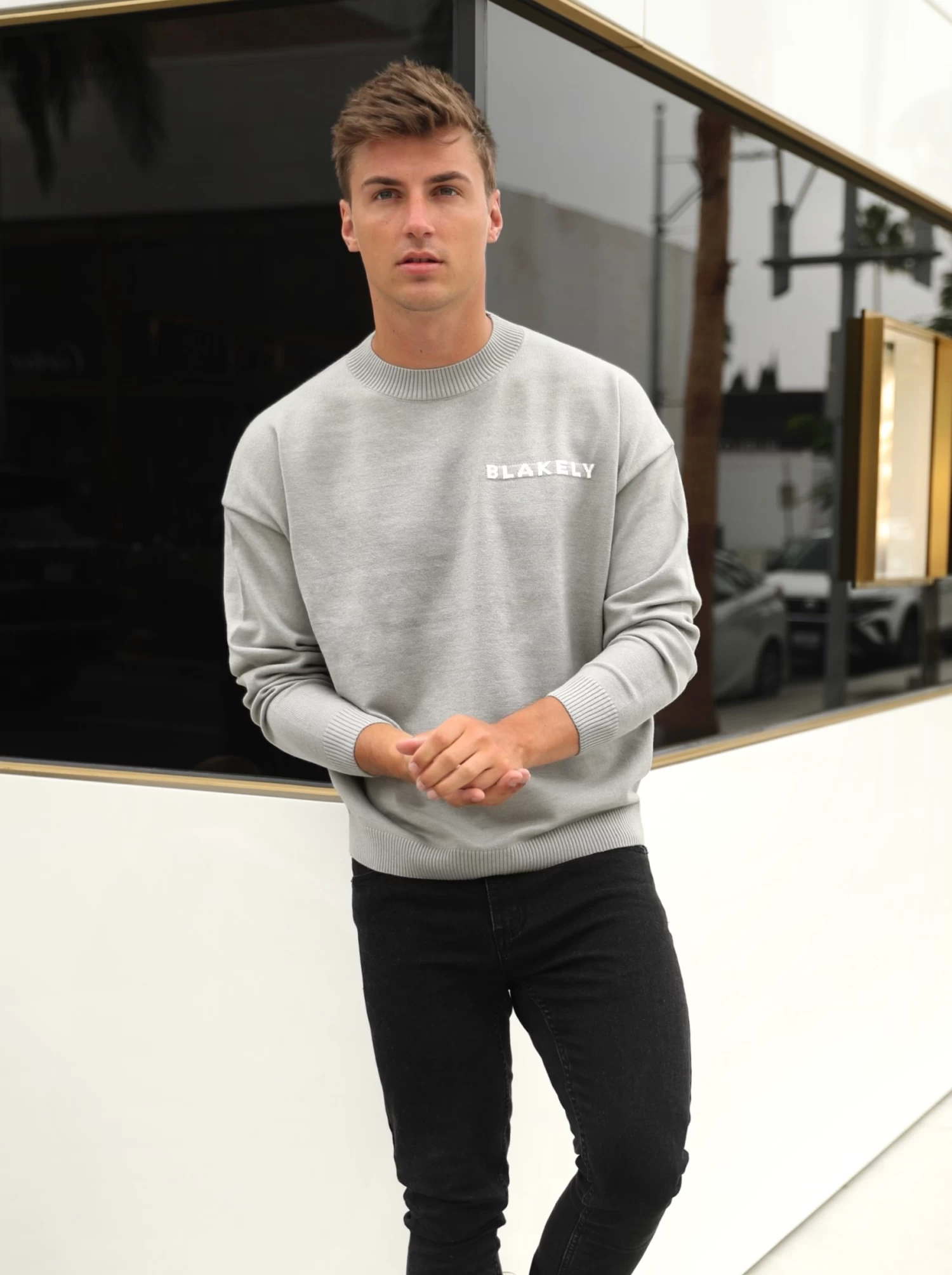 Blakely Knitted Jumper - Light Grey 5 Blakely Knitted Jumper - Light Grey - Image 3