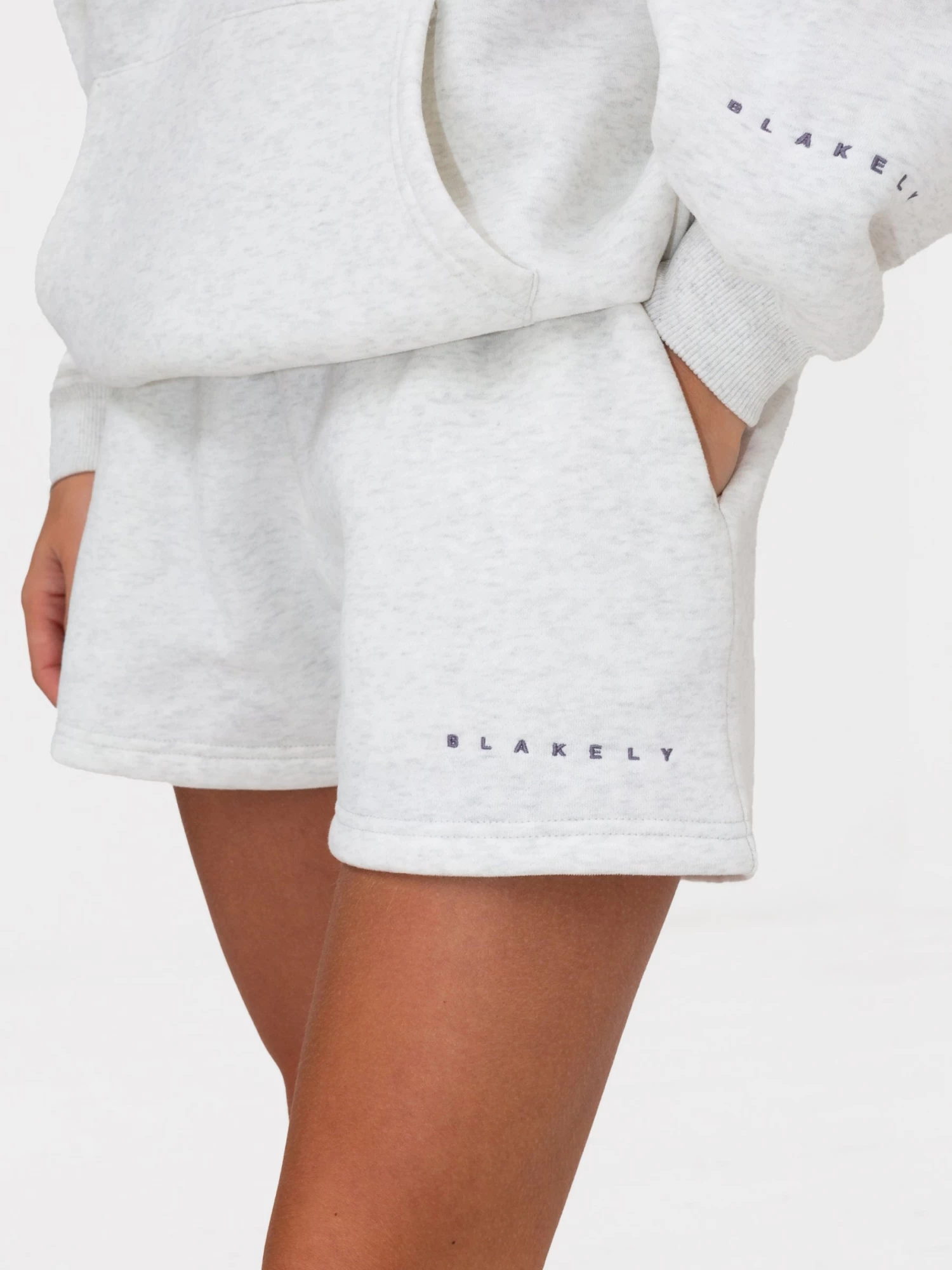 Isabel Jogger Shorts - Marl White And Pale Lilac 5 Isabel Jogger Shorts - Marl White And Pale Lilac - Image 3