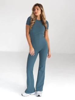 Alessia Cropped T-Shirt - Dark Teal -Trend Wear Sales 2573 2Teal 05D