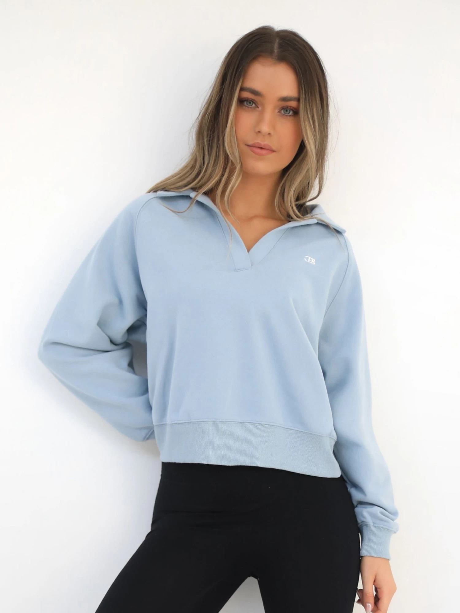 Initial V-Neck Jumper - Light Blue 3 Initial V-Neck Jumper - Light Blue
