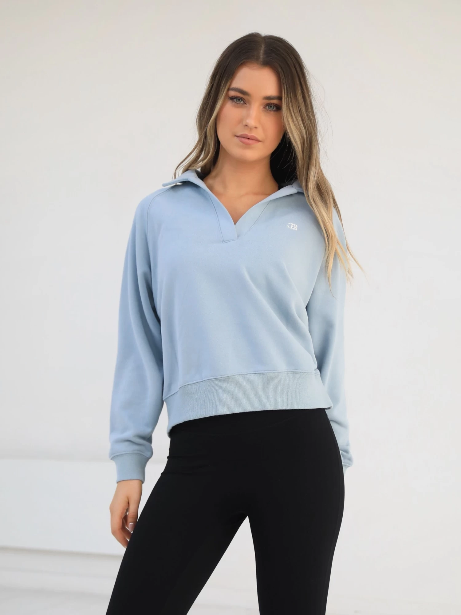Initial V-Neck Jumper - Light Blue 4 Initial V-Neck Jumper - Light Blue - Image 2