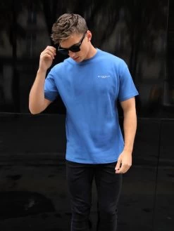Members Relaxed T-Shirt - Mid Blue -Trend Wear Sales 2619MMidBlue 01D