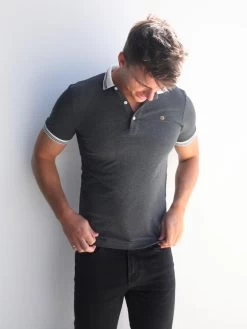 Dalston Polo - Charcoal 10 Dalston Polo - Charcoal -Trend Wear Sales 2634Grey 04D