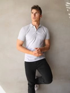 Burton Marl Polo Shirt - Marl Grey -Trend Wear Sales 2641midgrey 03D