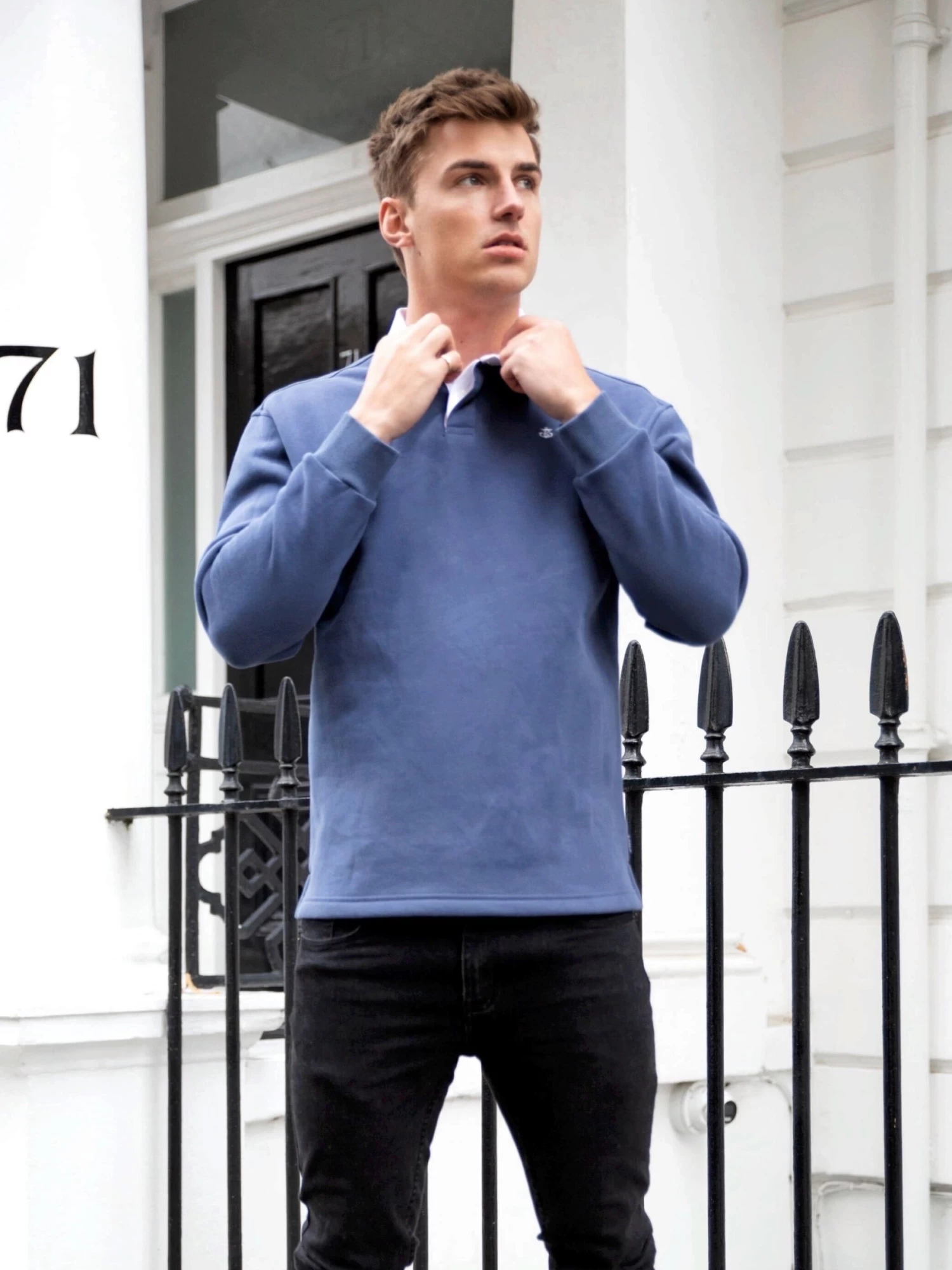 Hudson Polo Sweatshirt - Navy 4 Hudson Polo Sweatshirt - Navy - Image 2