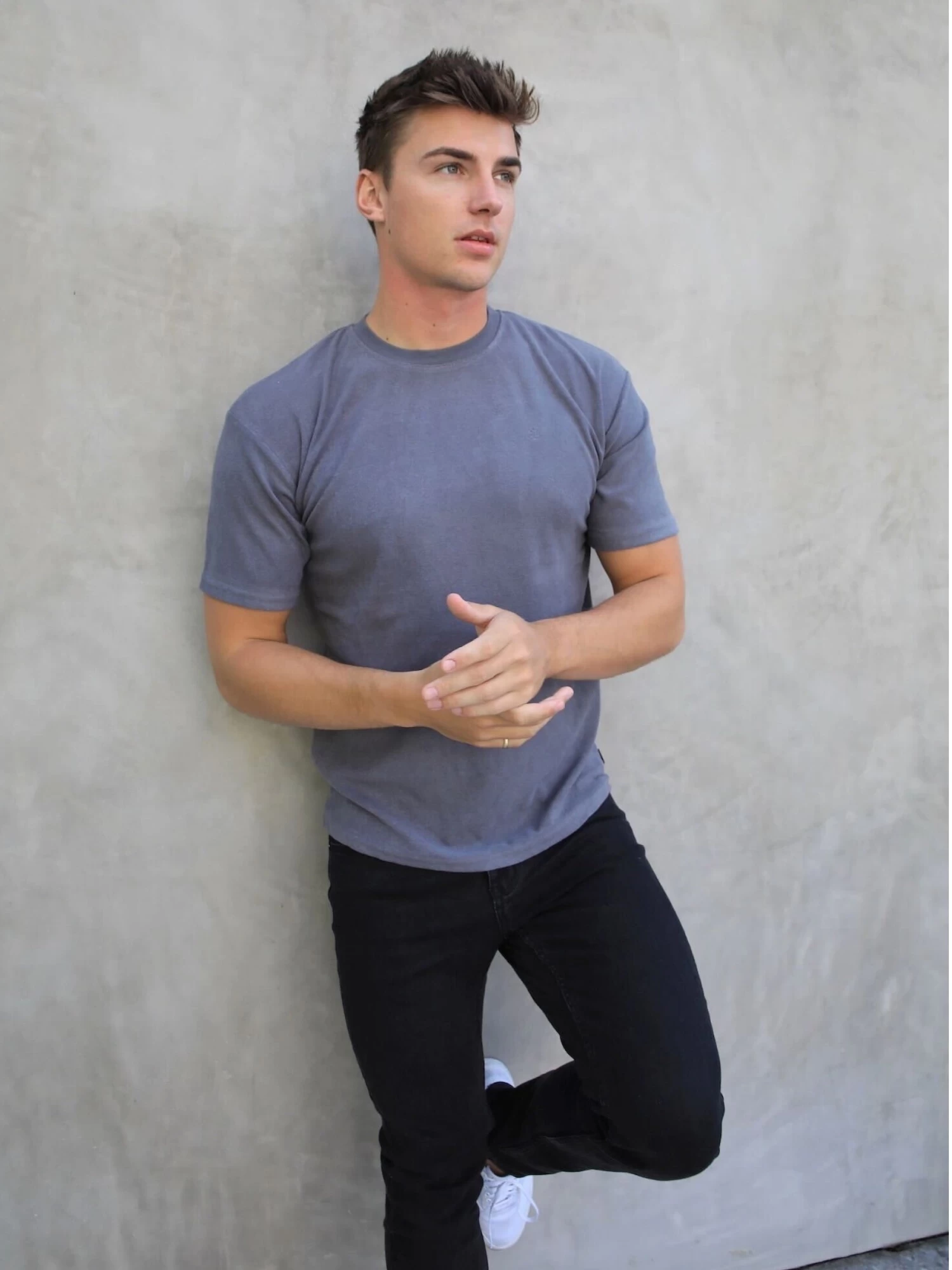 Soft Textured T-Shirt - Slate Grey 4 Soft Textured T-Shirt - Slate Grey - Image 2