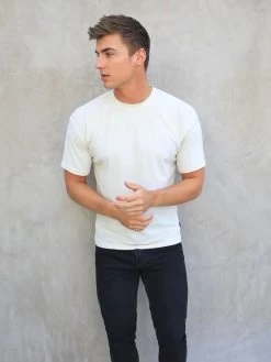 Soft Textured T-Shirt - Off White -Trend Wear Sales 2713OffWhite 01D