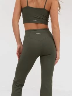 Soft Sculpt Wide Leg Leggings - Khaki Green -Trend Wear Sales 2741Khaki 06D