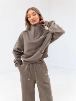 Everyday 1/4 Zip Jumper - Brown -Trend Wear Sales 2760 ZIP BROWN 02D