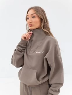 Everyday 1/4 Zip Jumper - Brown -Trend Wear Sales 2760 ZIP BROWN 03D