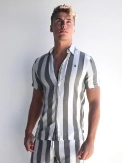 Riccardo Stripe Shirt - Safari Green