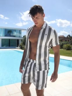 Riccardo Stripe Shirt - Safari Green -Trend Wear Sales 2783Safarigreen 04D