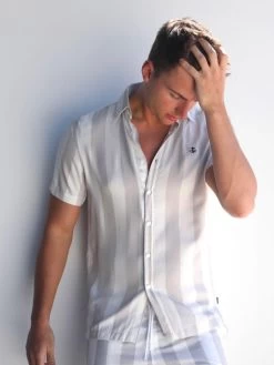 Riccardo Stripe Shirt - Stone -Trend Wear Sales 2783Stone 02D