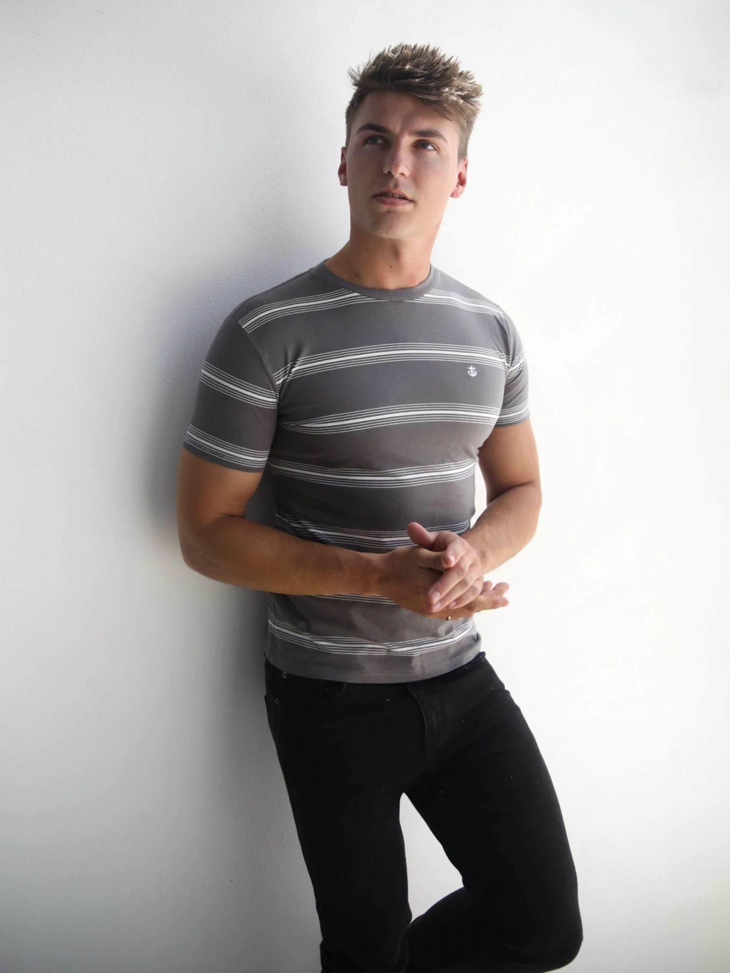 Marcello Stripe T-Shirt - Grey 6 Marcello Stripe T-Shirt - Grey - Image 4