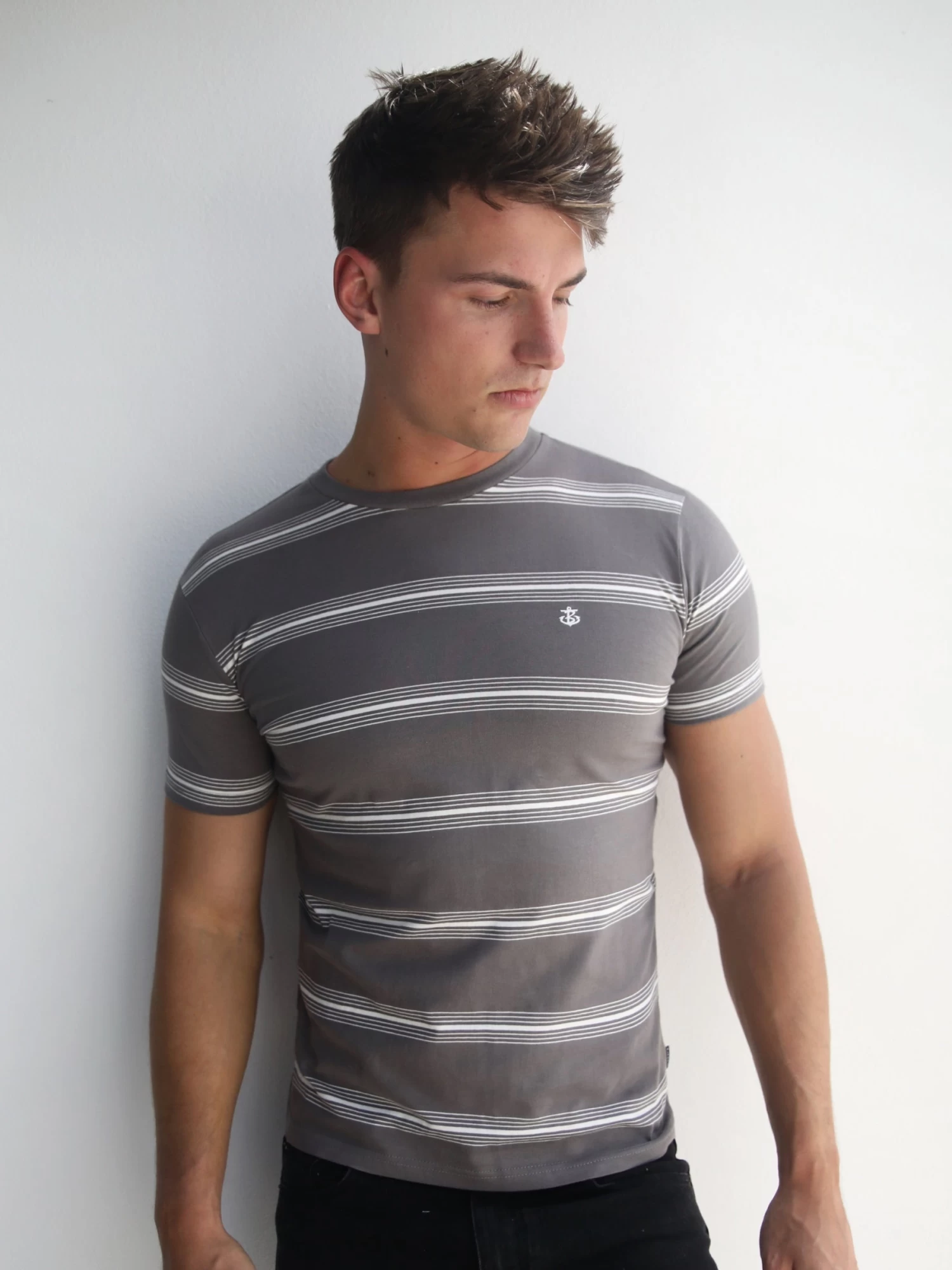 Marcello Stripe T-Shirt - Grey 5 Marcello Stripe T-Shirt - Grey - Image 3