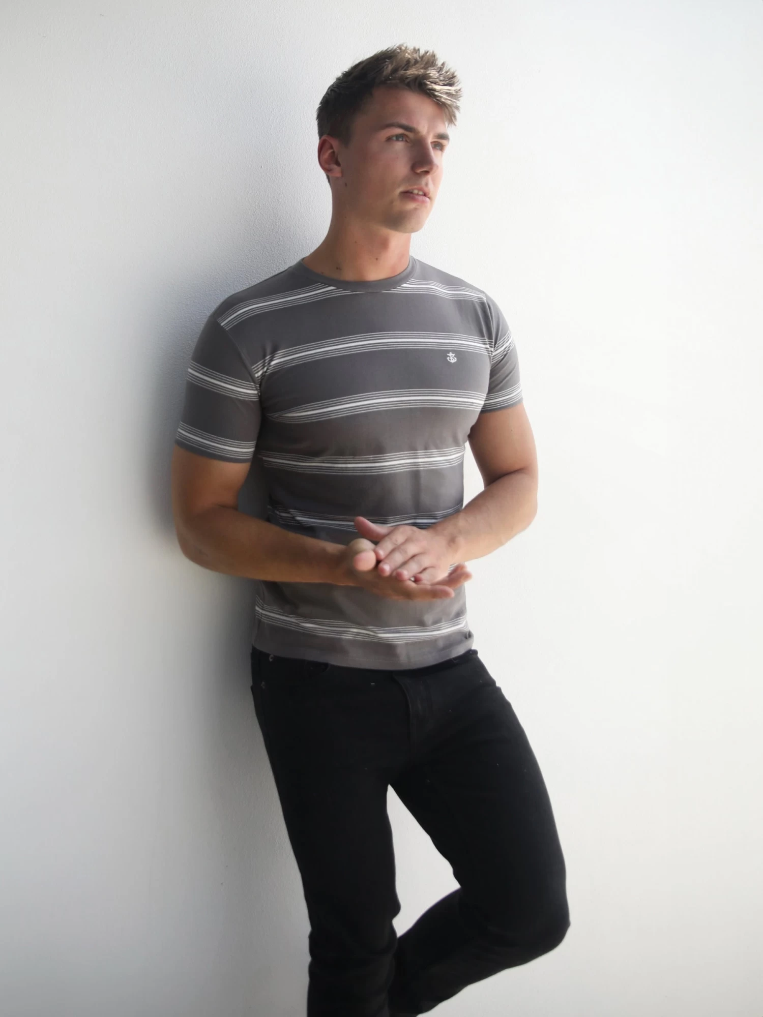 Marcello Stripe T-Shirt - Grey 7 Marcello Stripe T-Shirt - Grey - Image 5