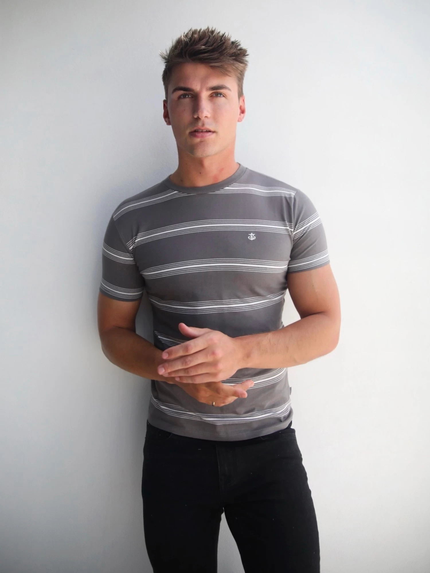 Marcello Stripe T-Shirt - Grey 8 Marcello Stripe T-Shirt - Grey - Image 6