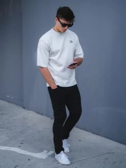 Icon Oversized T-Shirt - Marl White -Trend Wear Sales 2799MarlWhite 06D