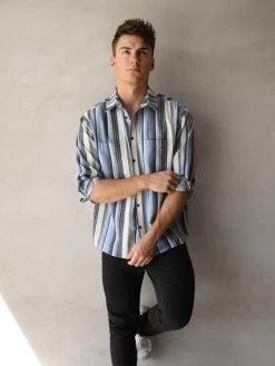 Lucca Stripe Shirt - Blue 11 Lucca Stripe Shirt - Blue -Trend Wear Sales 2800Blue 01D