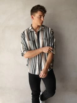 Lucca Stripe Shirt - Grey 12 Lucca Stripe Shirt - Grey -Trend Wear Sales 2800Grey 01D