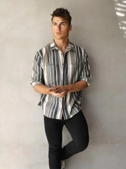 Lucca Stripe Shirt - Grey 11 Lucca Stripe Shirt - Grey -Trend Wear Sales 2800Grey 02D