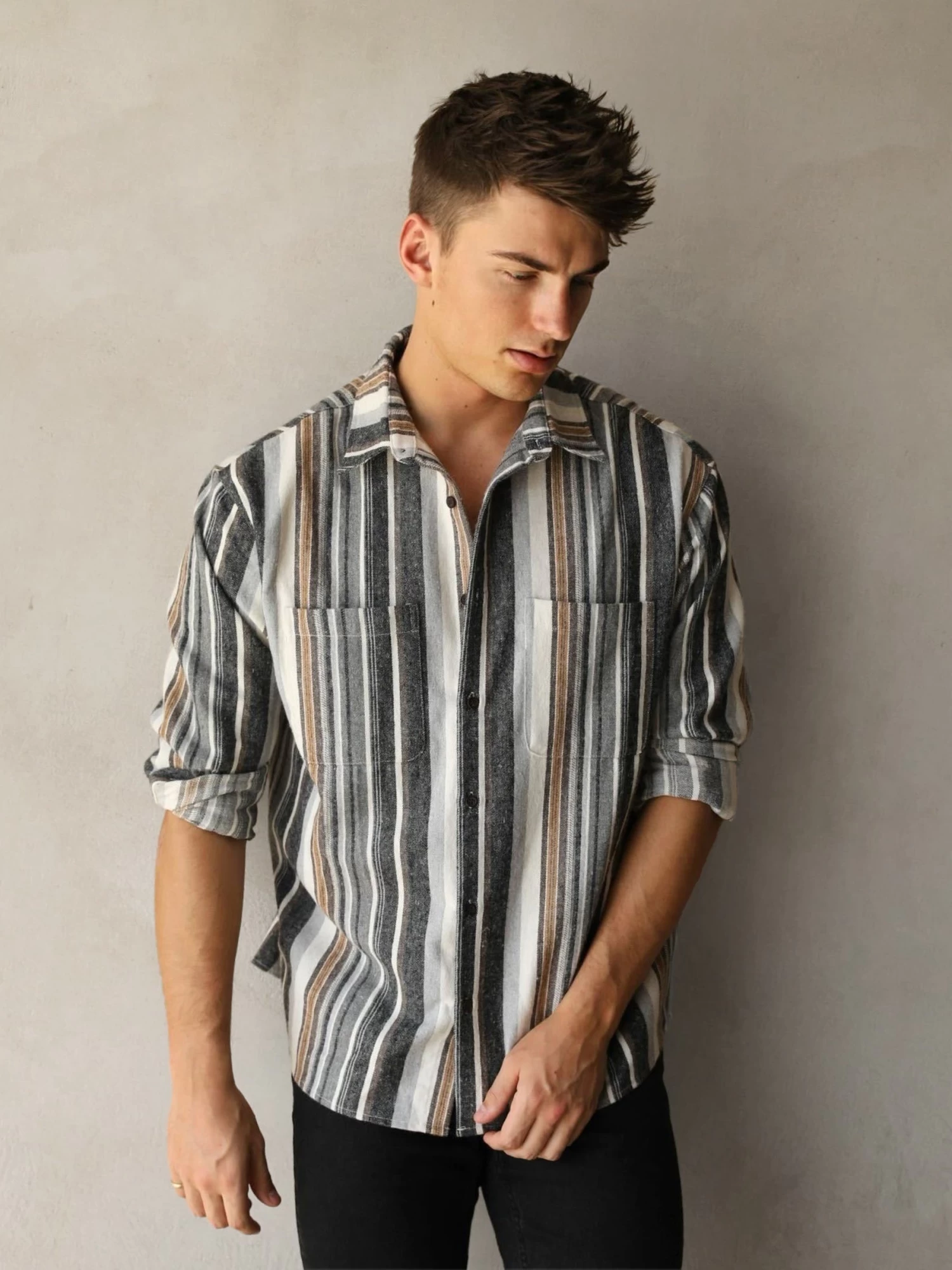 Lucca Stripe Shirt - Grey 4 Lucca Stripe Shirt - Grey - Image 2