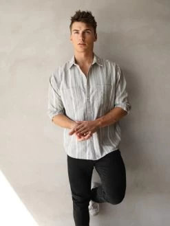 Rialto Stripe Shirt - Grey -Trend Wear Sales 2811Grey 01D