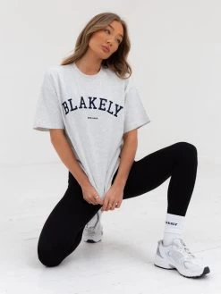 Varsity Oversized T-Shirt - Marl White -Trend Wear Sales 2830VARWGrey 01D 1