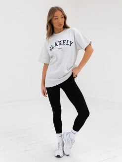 Varsity Oversized T-Shirt - Marl White -Trend Wear Sales 2830VARWGrey 01D 7
