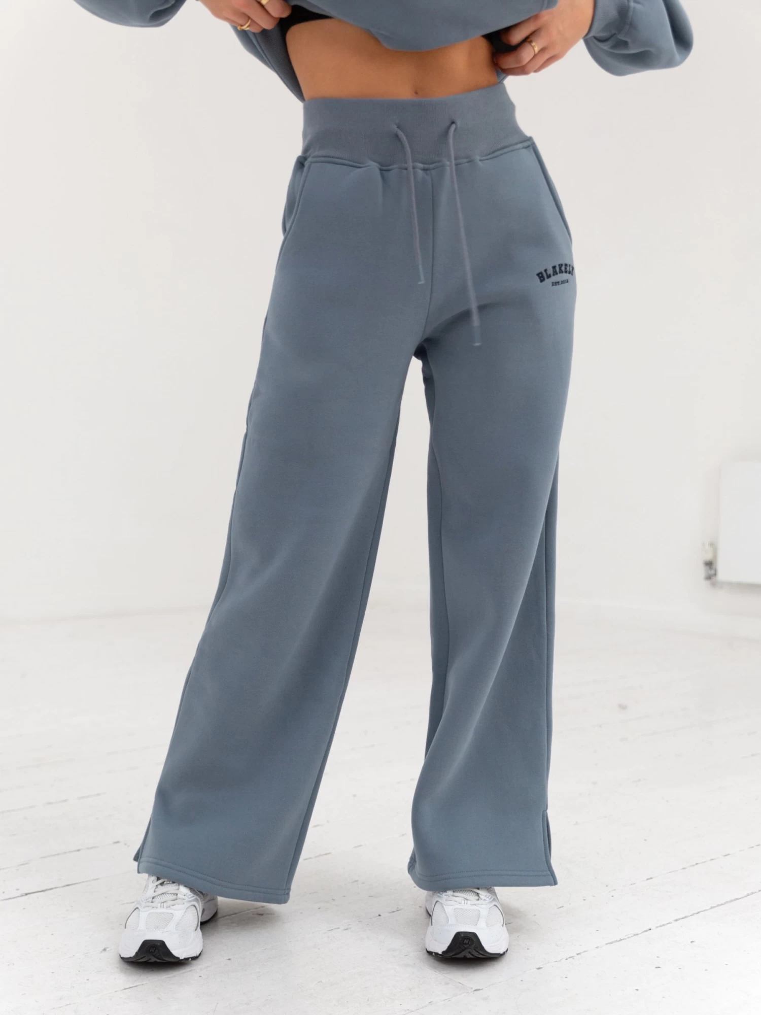 Varsity Wide Leg Sweatpants - Blue 3 Varsity Wide Leg Sweatpants - Blue