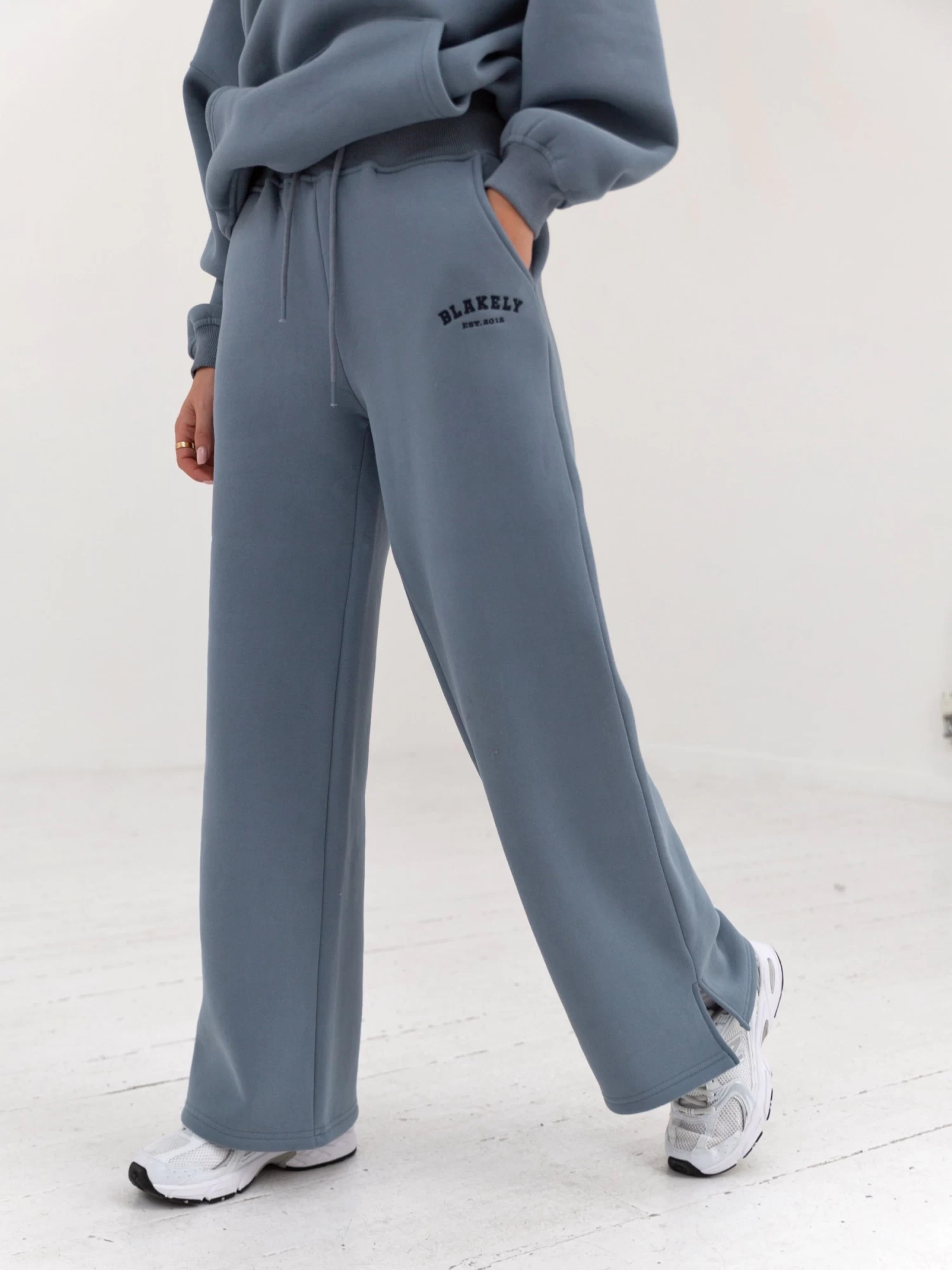 Varsity Wide Leg Sweatpants - Blue 6 Varsity Wide Leg Sweatpants - Blue - Image 4