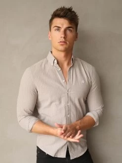 Modena Stripe Shirt - Light Grey -Trend Wear Sales 2863Grey 01D