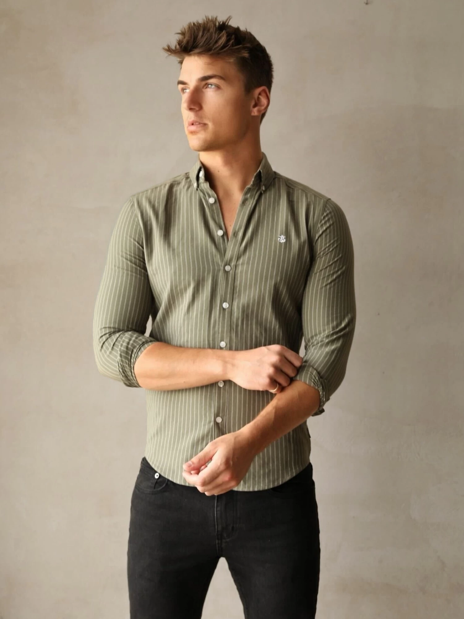 Modena Stripe Shirt - Khaki 3 Modena Stripe Shirt - Khaki