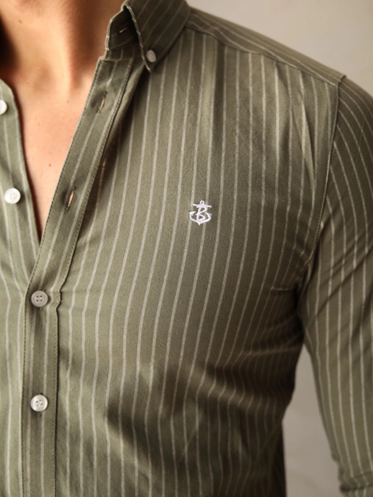 Modena Stripe Shirt - Khaki 6 Modena Stripe Shirt - Khaki - Image 4