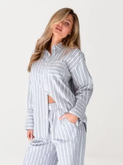 Elena Stripe Shirt - Grey -Trend Wear Sales 2962Grey 01D cfa6c674 9b15 4d9e 93f6 91fa63cd5f81