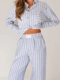 Elena Stripe Trousers - Blue 10 Elena Stripe Trousers - Blue -Trend Wear Sales 2966Blue 02D