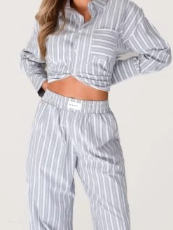 Elena Stripe Trousers - Grey 11 Elena Stripe Trousers - Grey -Trend Wear Sales 2966Grey 04D