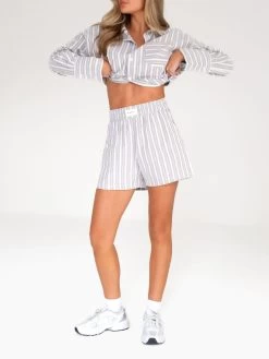 Elena Stripe Shorts - Light Brown -Trend Wear Sales 2967Khaki 01D