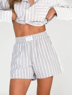 Elena Stripe Shorts - Light Brown -Trend Wear Sales 2967Khaki 02D