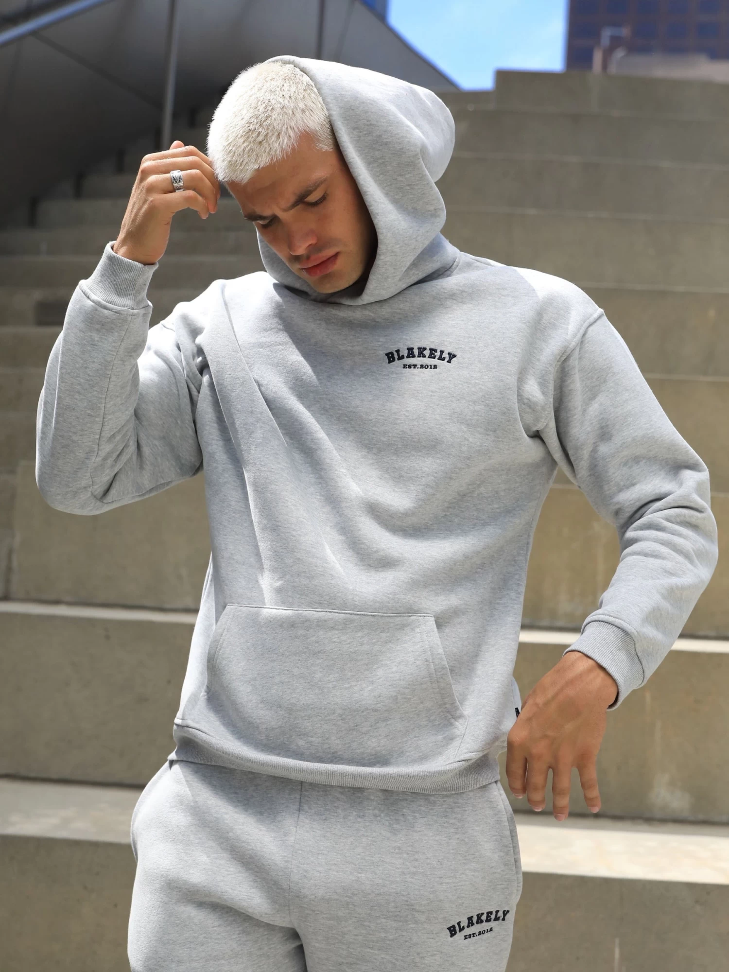 Heritage Relaxed Hoodie - Marl Grey 6 Heritage Relaxed Hoodie - Marl Grey - Image 4