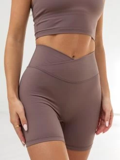 Studio Crossover Shorts - Mauve Brown 10 Studio Crossover Shorts - Mauve Brown -Trend Wear Sales B601LightBrown 04D
