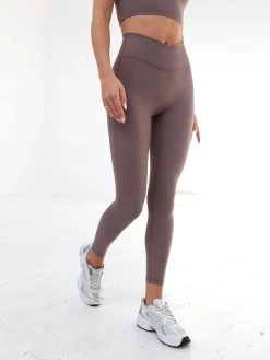Studio Crossover Leggings - Mauve Brown -Trend Wear Sales B602LightBrown 02D