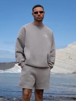 Italia Relaxed Jogger Shorts - Stone Grey 10 Italia Relaxed Jogger Shorts - Stone Grey -Trend Wear Sales Brand2 03D