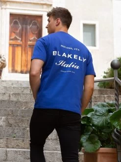 Italia Relaxed T-Shirt - Cobalt Blue 11 Italia Relaxed T-Shirt - Cobalt Blue -Trend Wear Sales Brand 46D