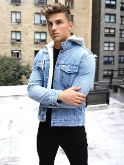 Camden Hooded Denim Jacket - Light Blue 9 Camden Hooded Denim Jacket - Light Blue -Trend Wear Sales Camden LightBlue 3D