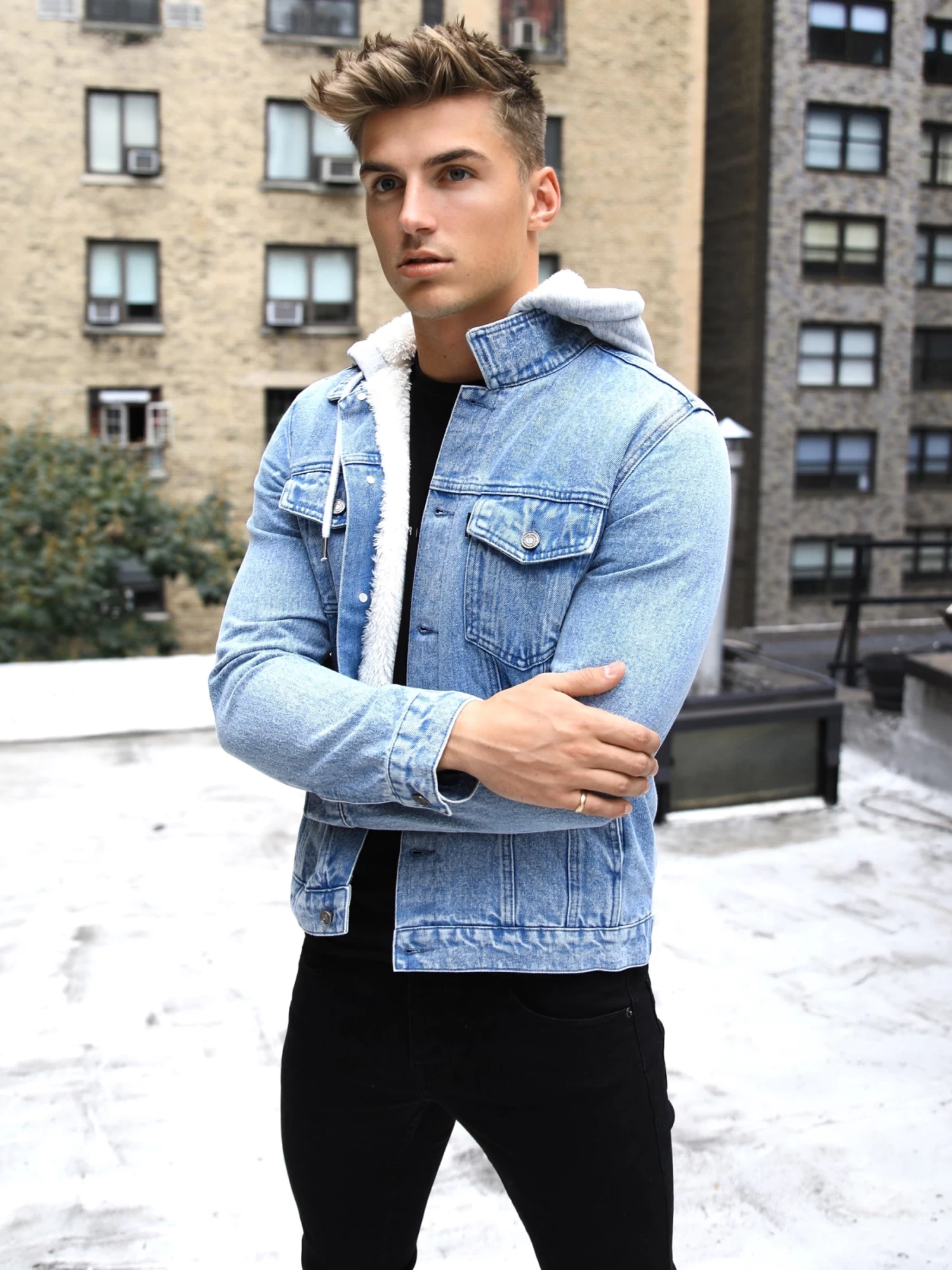 Camden Hooded Denim Jacket - Light Blue 6 Camden Hooded Denim Jacket - Light Blue - Image 4