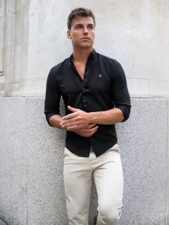 Farringdon Fitted Stretch Shirt - Black 12 Farringdon Fitted Stretch Shirt - Black -Trend Wear Sales FarringdonBlack04D