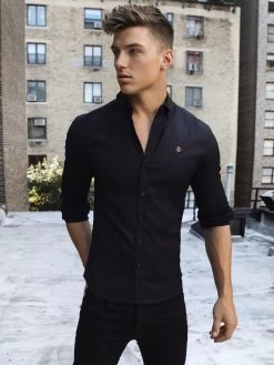 Farringdon Fitted Stretch Shirt - Black 10 Farringdon Fitted Stretch Shirt - Black -Trend Wear Sales Farringdon 1D