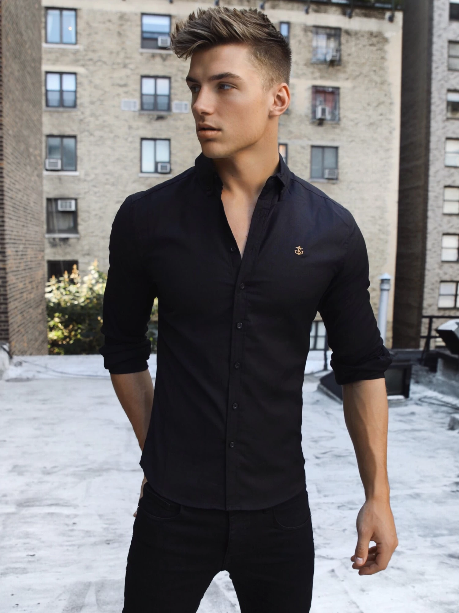 Farringdon Fitted Stretch Shirt - Black 5 Farringdon Fitted Stretch Shirt - Black - Image 3