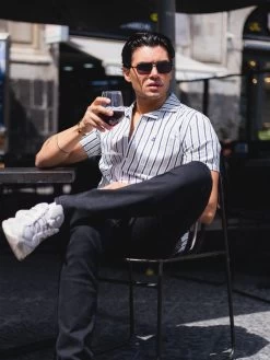 Assisi Stripe Shirt - Navy -Trend Wear Sales Frame112